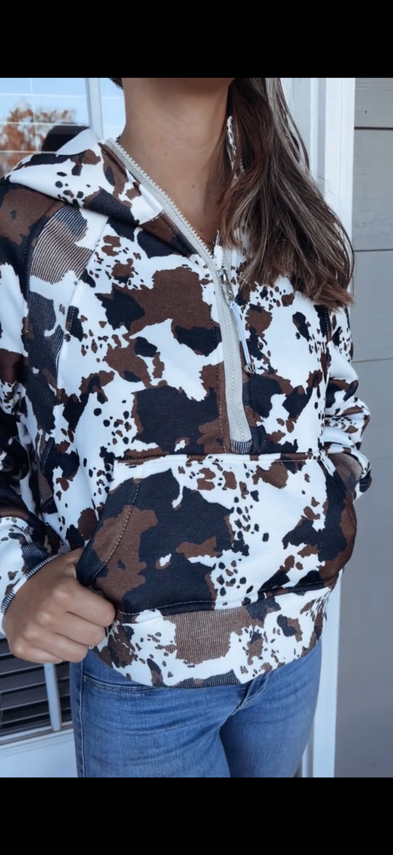 Cow Print Scuba Hoodie