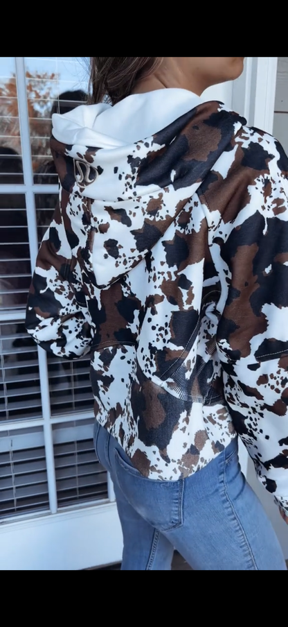 Cow Print Scuba Hoodie