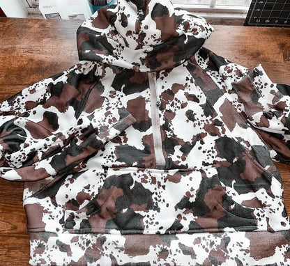 Cow Print Scuba Hoodie